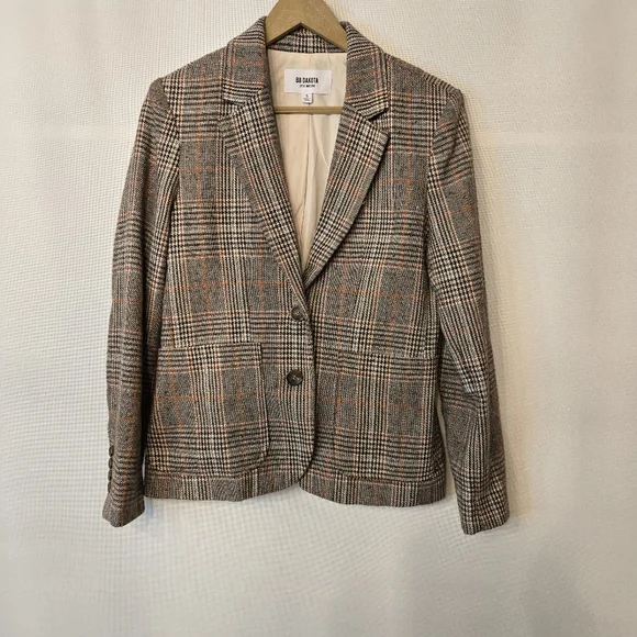 BB Dakota Women's Size S Brown tweed look button front Men's look blazer - Picture 3 of 10
